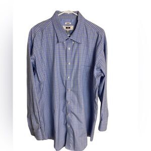 #131 JOSEPH ABBOUD Blue Plaid Button Down Shirt
